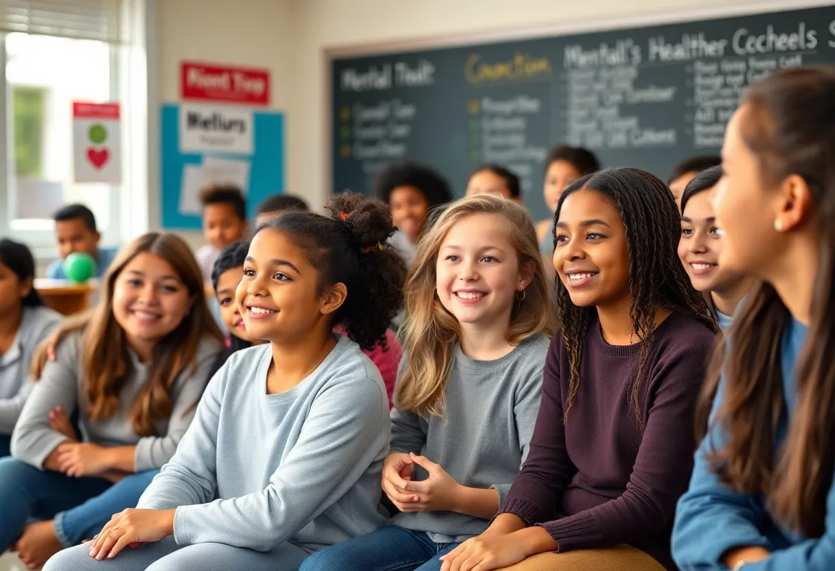 Students in a supportive and nurturing school environment focused on mental health care