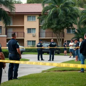 Police cordon at apartment complex in Miami Gardens