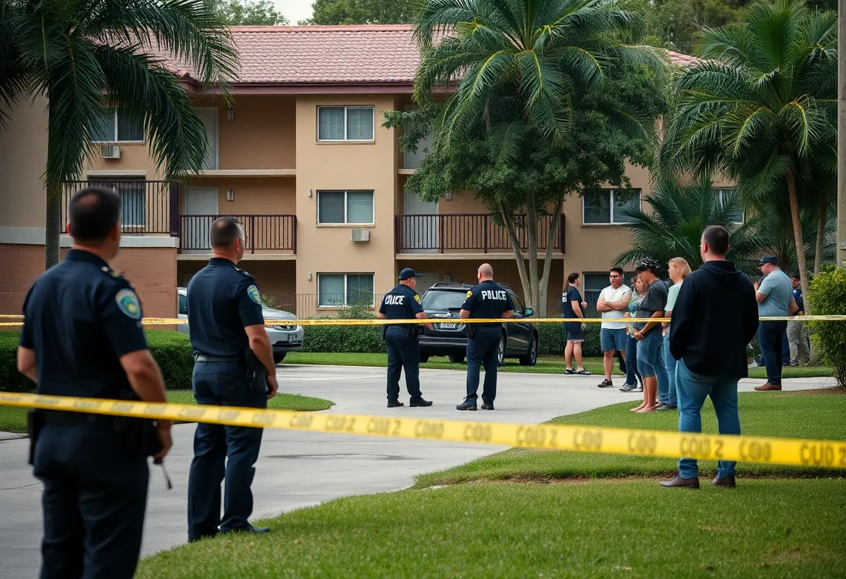 Police cordon at apartment complex in Miami Gardens