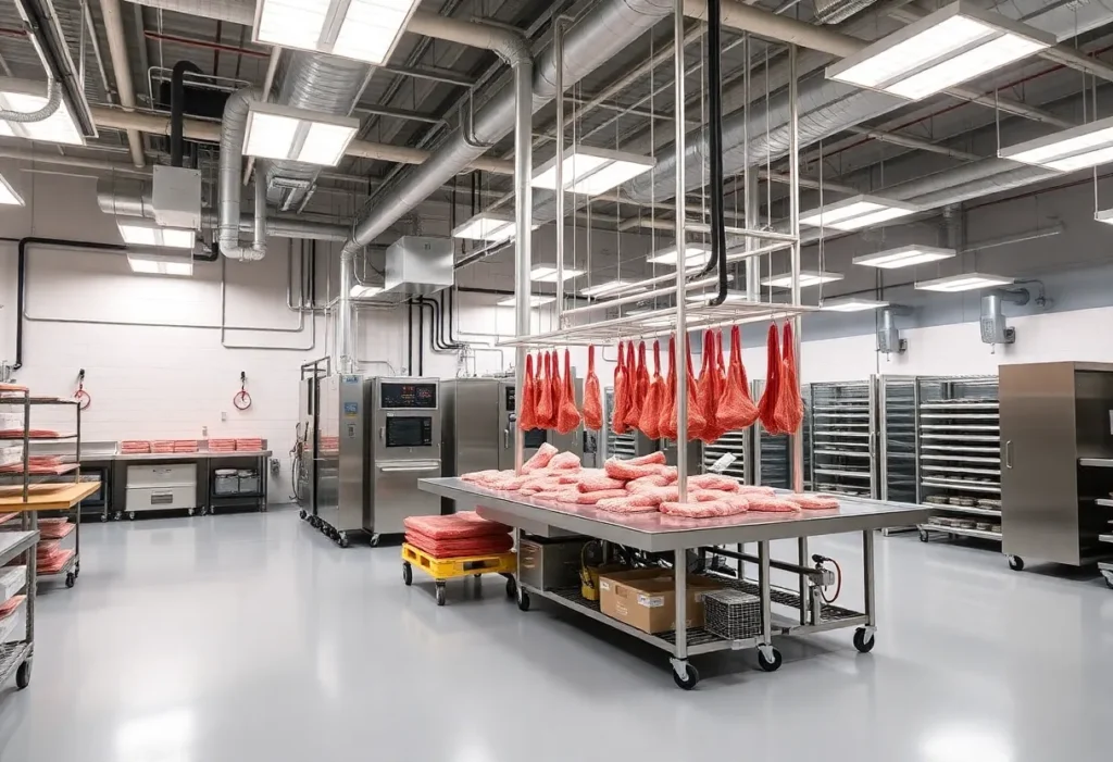 Exterior view of a state-of-the-art meat processing facility in Jacksonville, Florida.