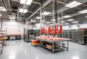 Exterior view of a state-of-the-art meat processing facility in Jacksonville, Florida.