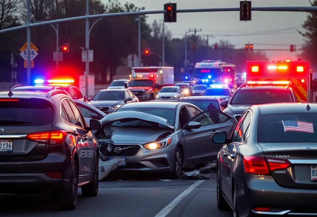 Emergency responders at a multi-car crash scene in Jacksonville