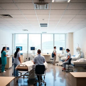 Nursing students training in a modern simulation center at Jacksonville University
