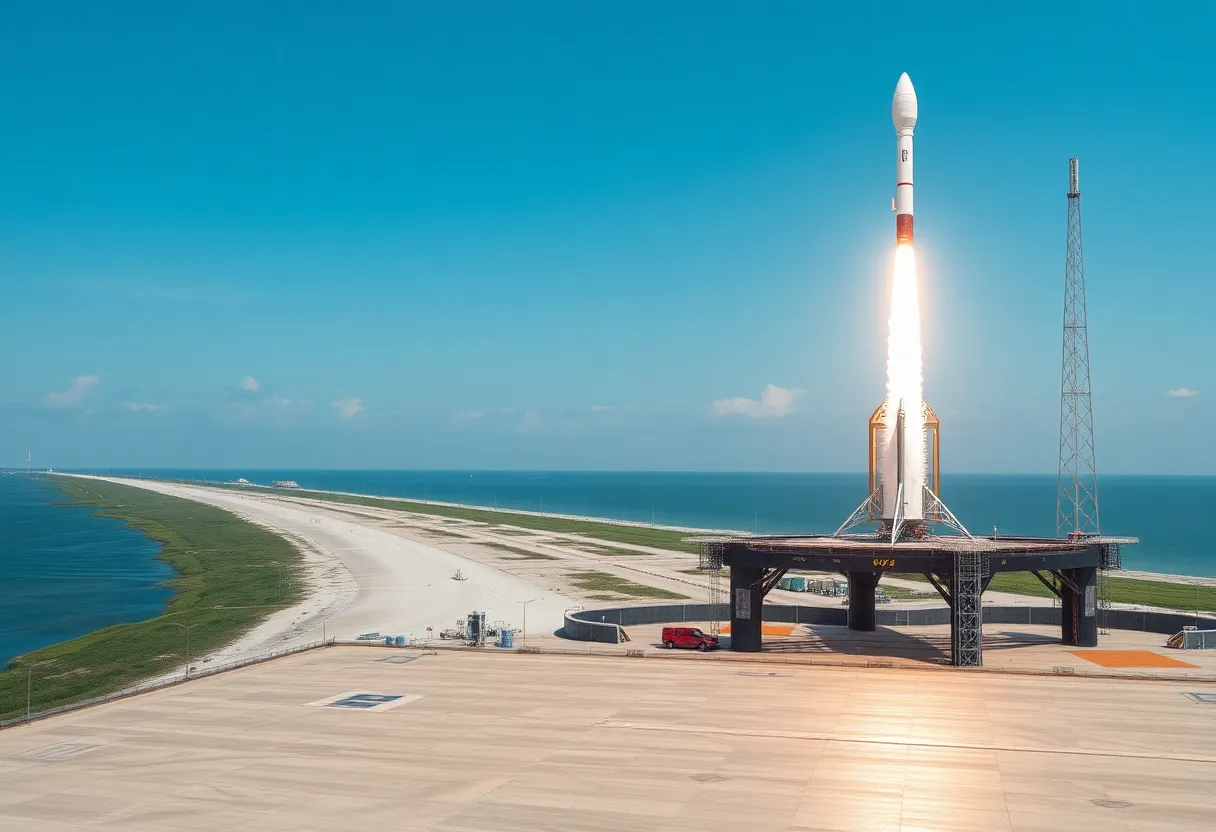 Concept artwork of an offshore rocket launch platform near Jacksonville Beach