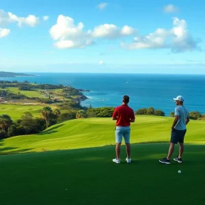 Golfers preparing for a tournament at the Myrtle Beach Golf Trips Intercollegiate