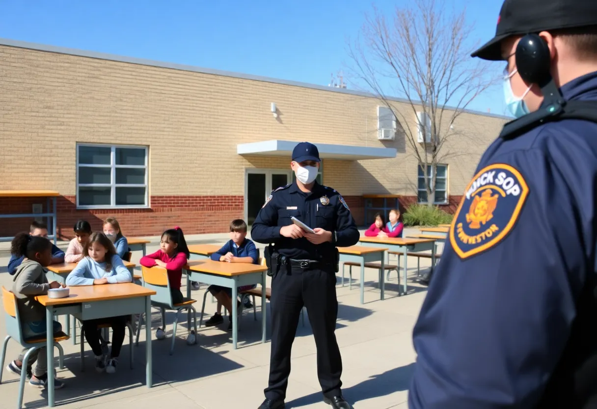 Police officers outside a Pembroke Pines school during Code Secure status