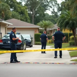 Police officers investigating a shooting scene in Jacksonville.
