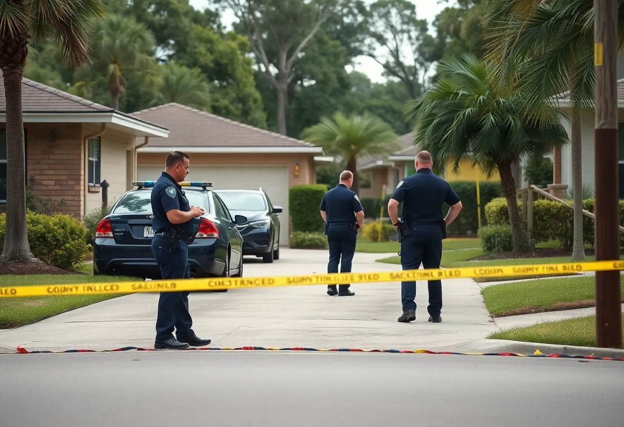 Police officers investigating a shooting scene in Jacksonville.