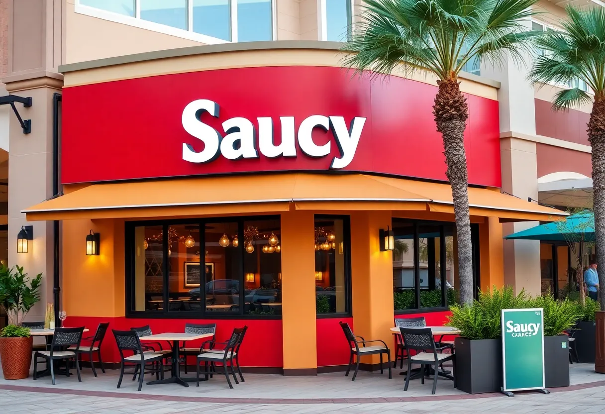 Exterior of Saucy Restaurant in Jacksonville Town Center