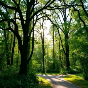 A peaceful wooded area in Jacksonville, Florida, reflecting nature's calmness.