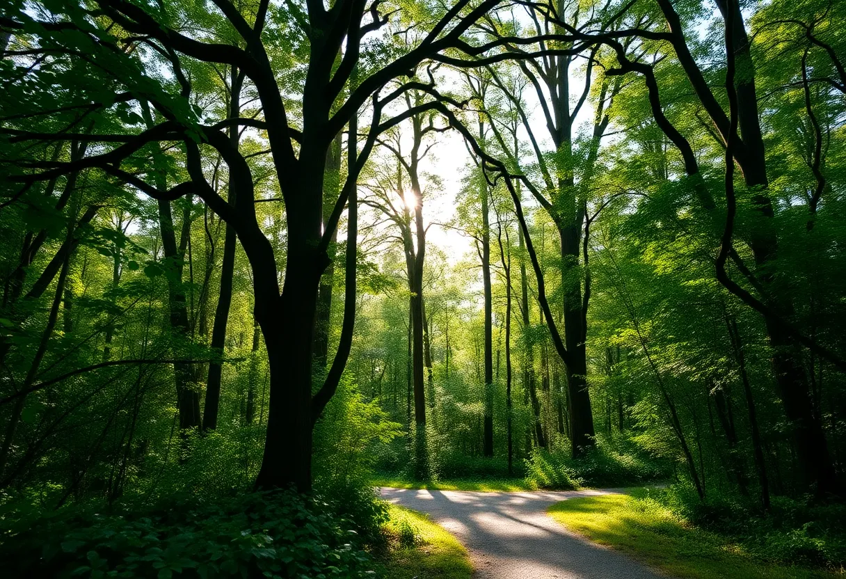 A peaceful wooded area in Jacksonville, Florida, reflecting nature's calmness.