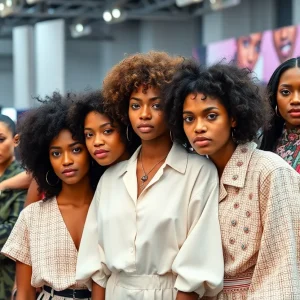 Diverse models celebrating at a fashion event after a casting call.