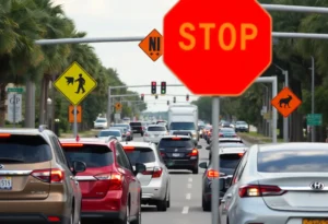 A busy Jacksonville road during rush hour