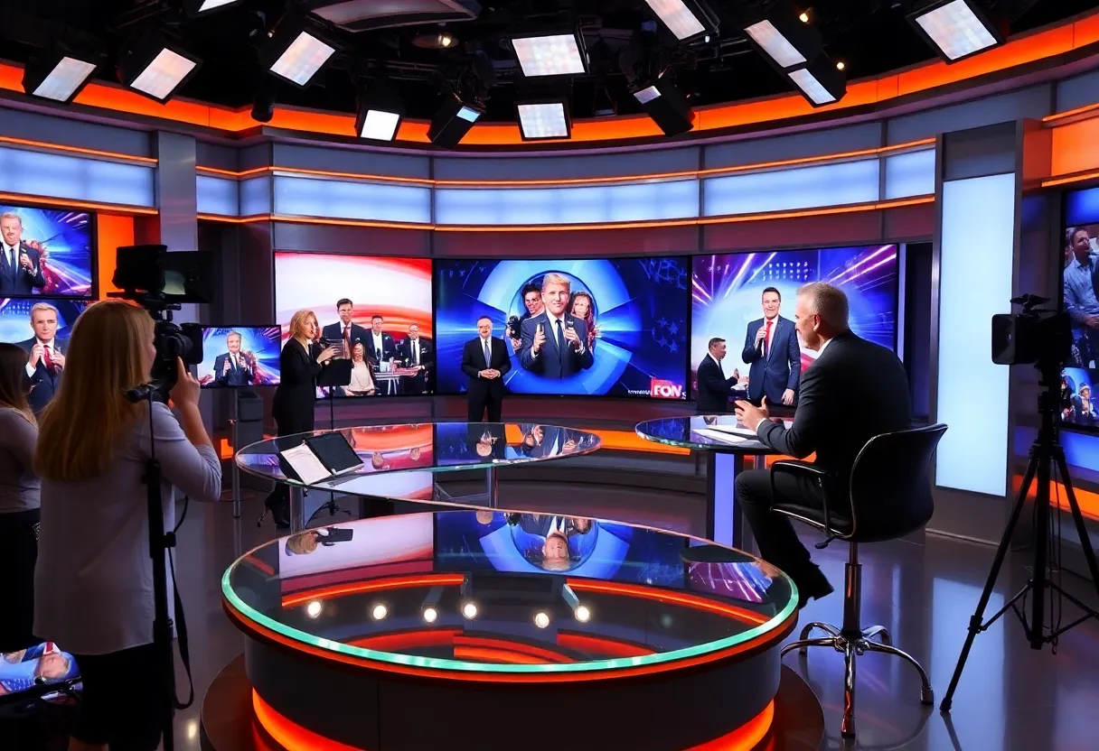 TV studio illustrating the clash between comedy and political commentary