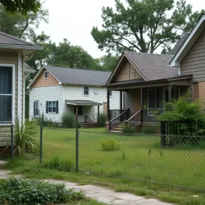 Vacant homes with boarded-up windows in Jacksonville neighborhood