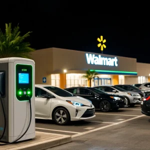 Electric vehicle charging station at Walmart Supercenter in Jacksonville