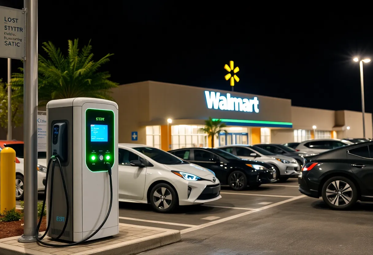 Electric vehicle charging station at Walmart Supercenter in Jacksonville