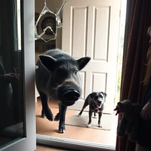 Wild boar crashes through sliding glass door in Florida home