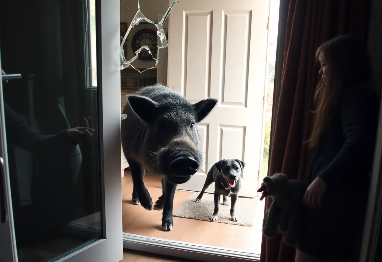 Wild boar crashes through sliding glass door in Florida home