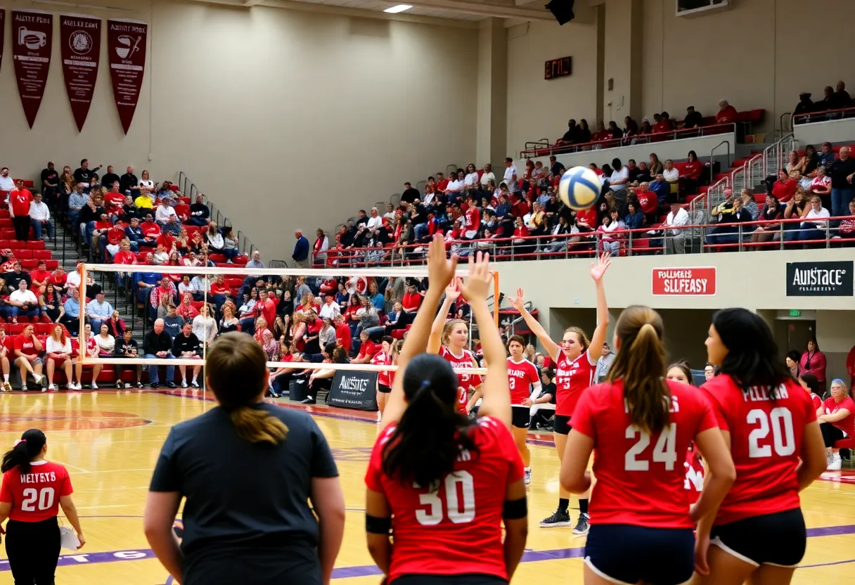 Austin Peay State University volleyball match in action