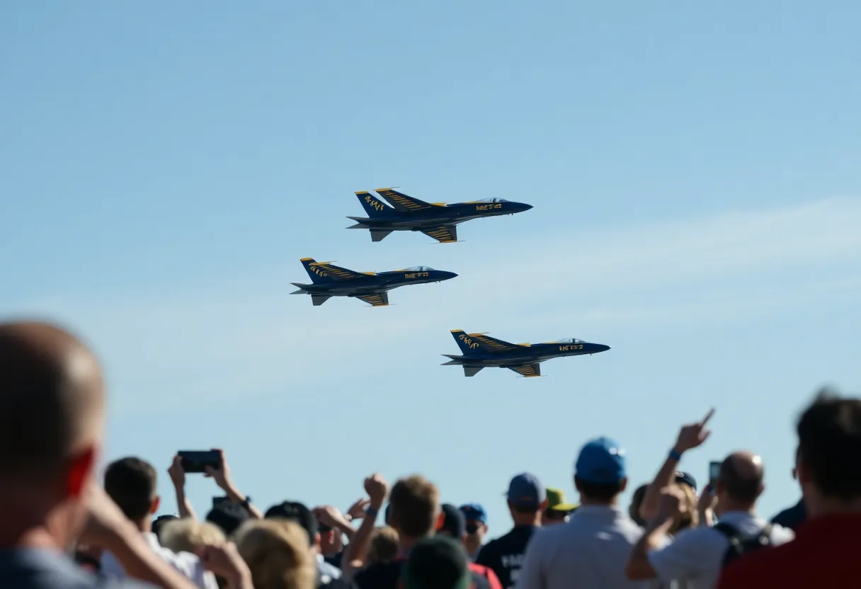 Blue Angels performing in an airshow