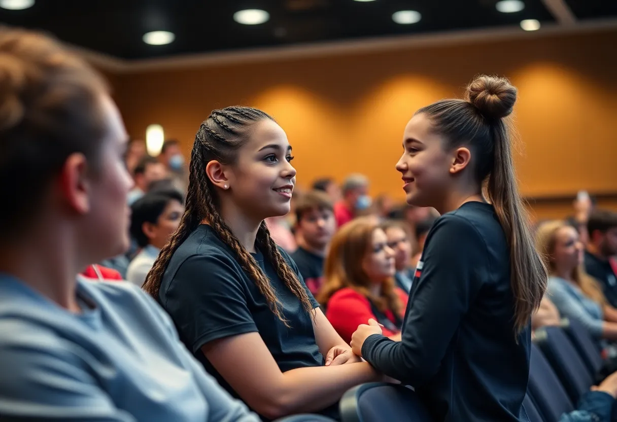 Caitlin Clark speaking at the Florida Forum event