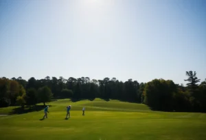 Florida Gulf Coast University golf team on the course during a tournament