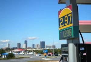 Gas station in Jacksonville, Florida displaying $2.97 per gallon gas prices