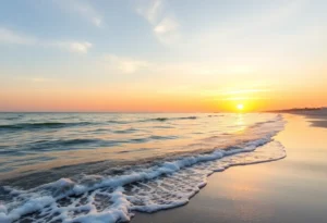 Sunset over Jacksonville Beach representing remembrance