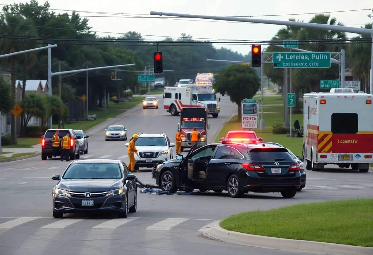 Emergency responders at the scene of a car crash in Jacksonville