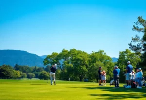 Golfers participating in the Jacksonville Chamber Golf Tournament at Cherokee Golf Course.
