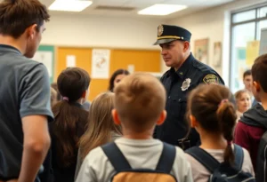 Jacksonville police engaging with the community near a school