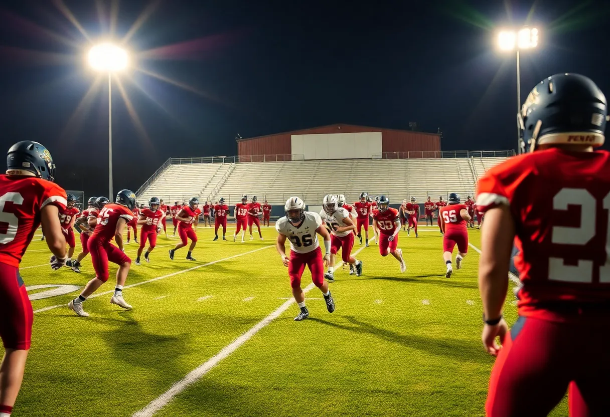 High school football players preparing for Jacksonville playoffs