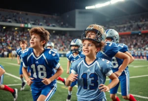 The Jacksonville Jaguars team playing football in a stadium.