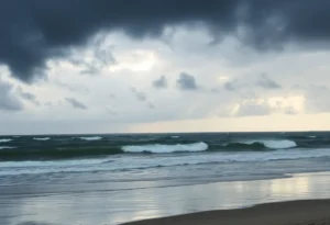 Stormy weather in Jacksonville, Florida with heavy rain and winds.