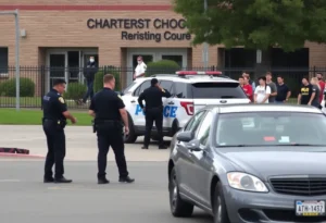 Jacksonville police arresting a woman outside a charter school