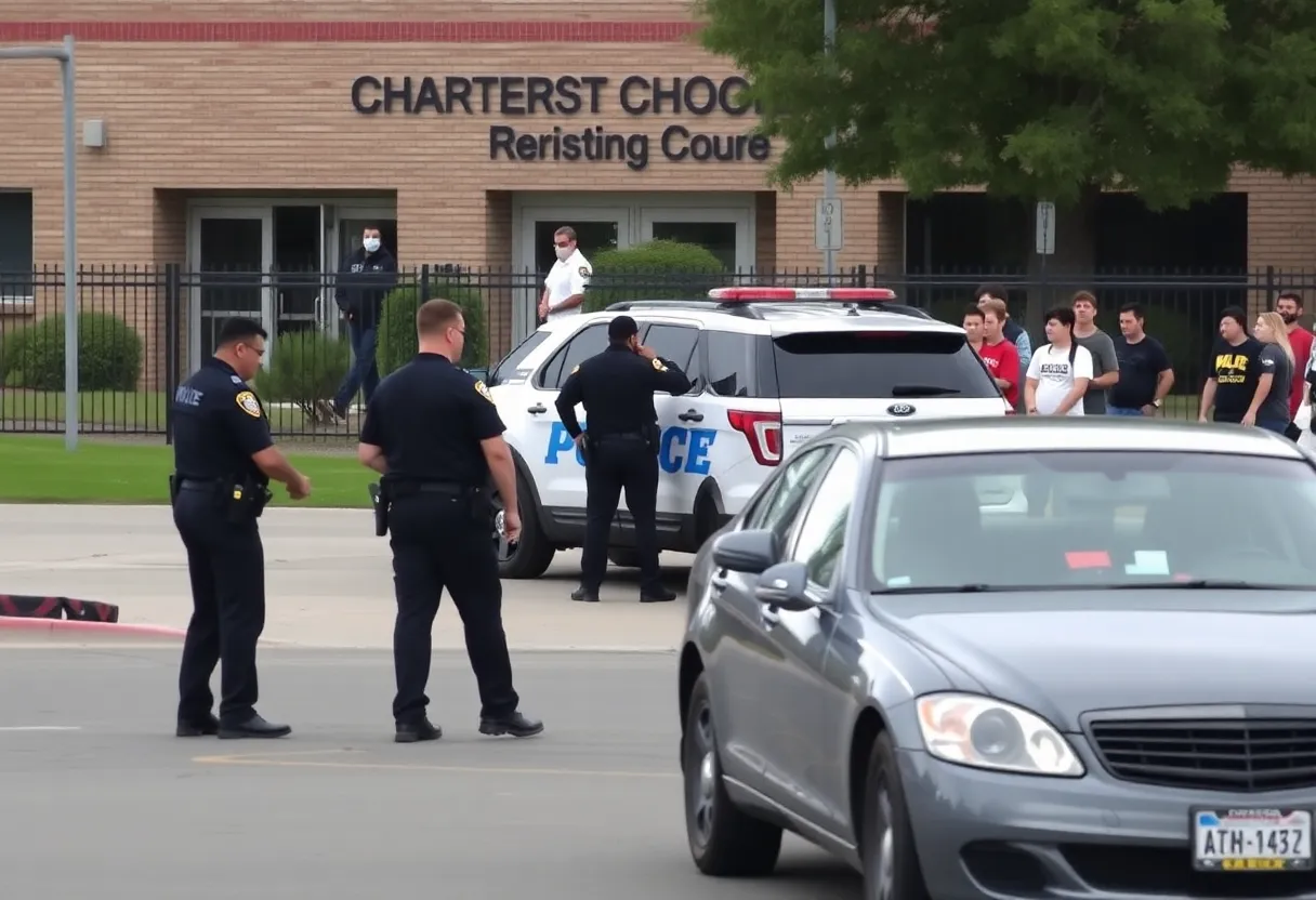 Jacksonville police arresting a woman outside a charter school