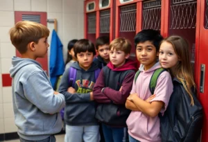 Middle school locker room highlighting safety concerns