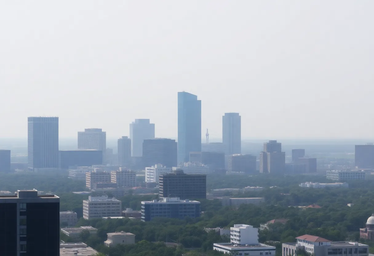 A hazy skyline of Jacksonville, indicating air quality issues
