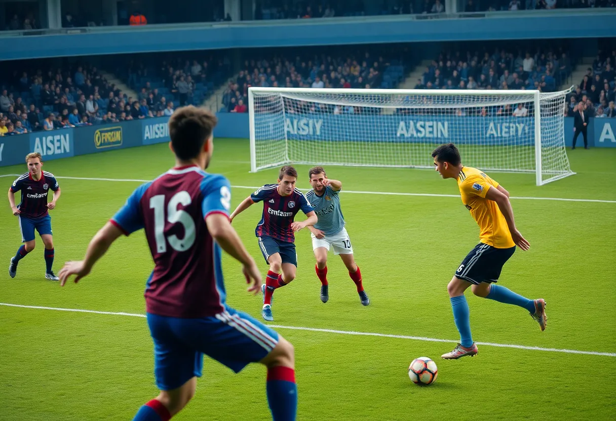 Action scene from a soccer match between Jacksonville and North Florida