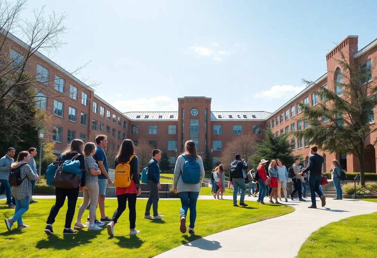 Students engaging on Jacksonville University campus
