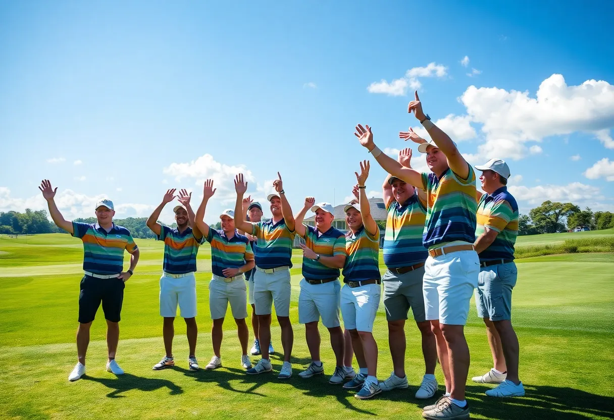 Jacksonville Women's Golf Team celebrating their performance