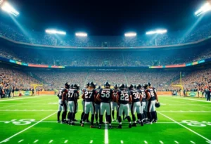 Jacksonville Jaguars players discussing strategy in a huddle