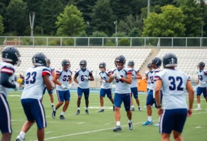 Jacksonville Jaguars players practicing on the field
