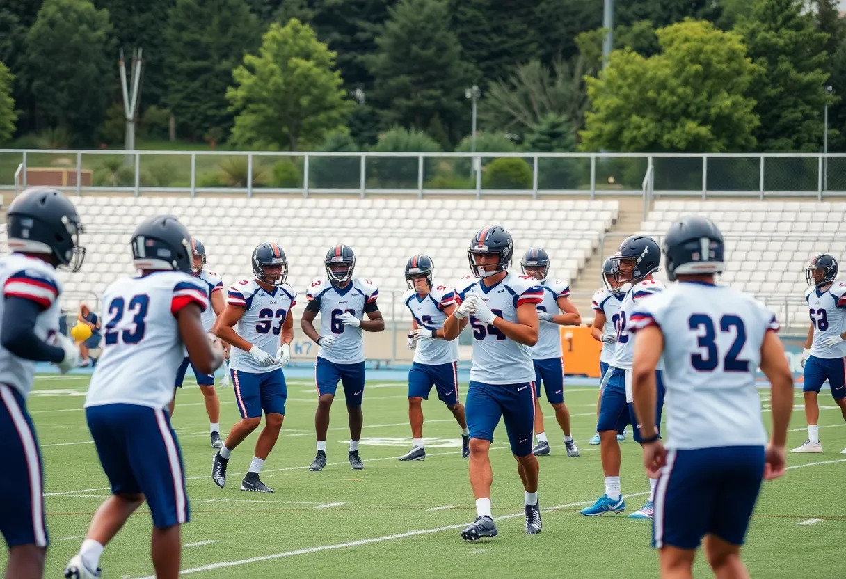 Jacksonville Jaguars players practicing on the field
