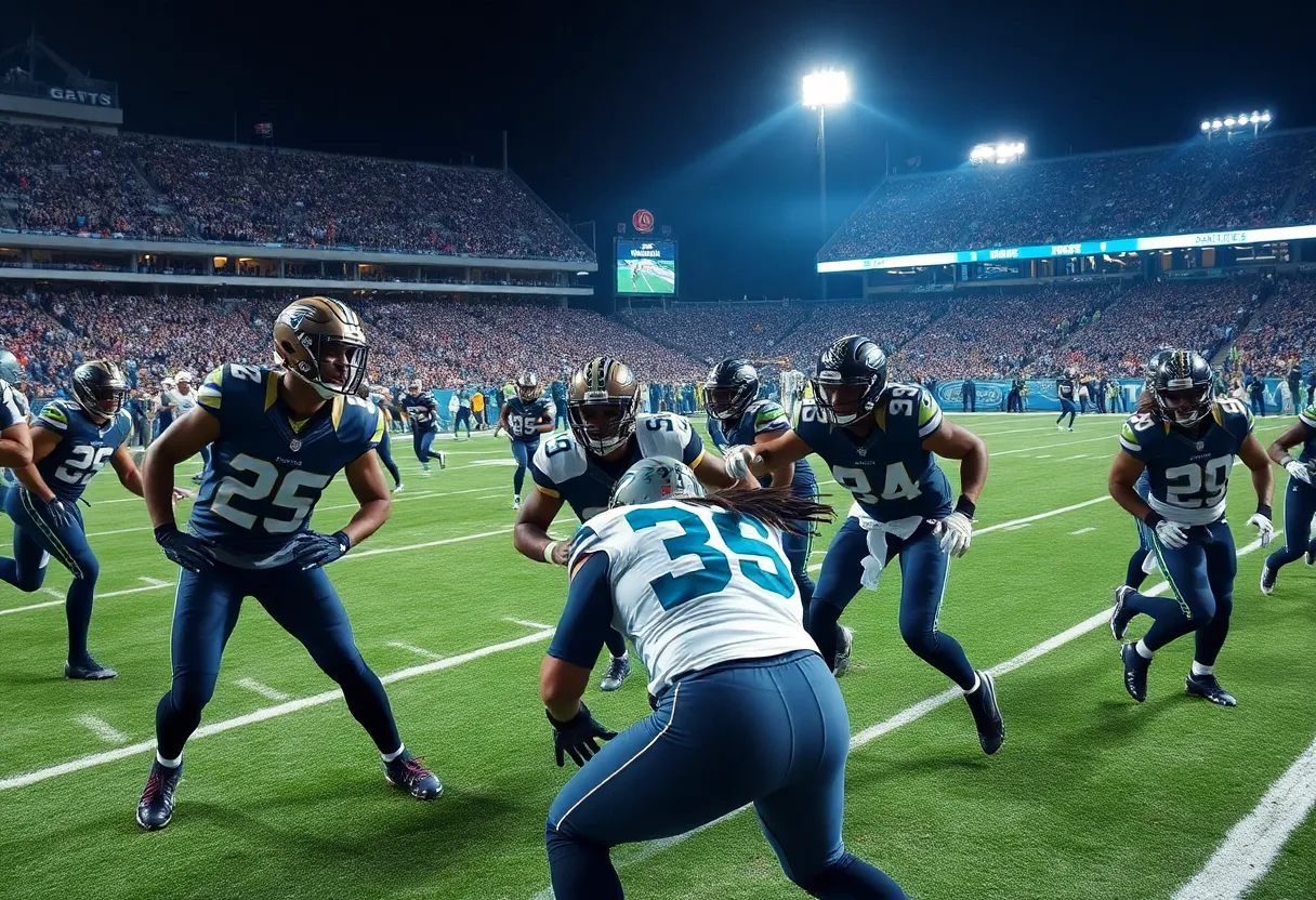 Football game between Jacksonville Jaguars and Seattle Seahawks