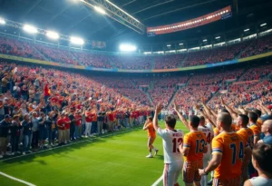 Jacksonville Jaguars team celebrating their victory over the Kansas City Chiefs