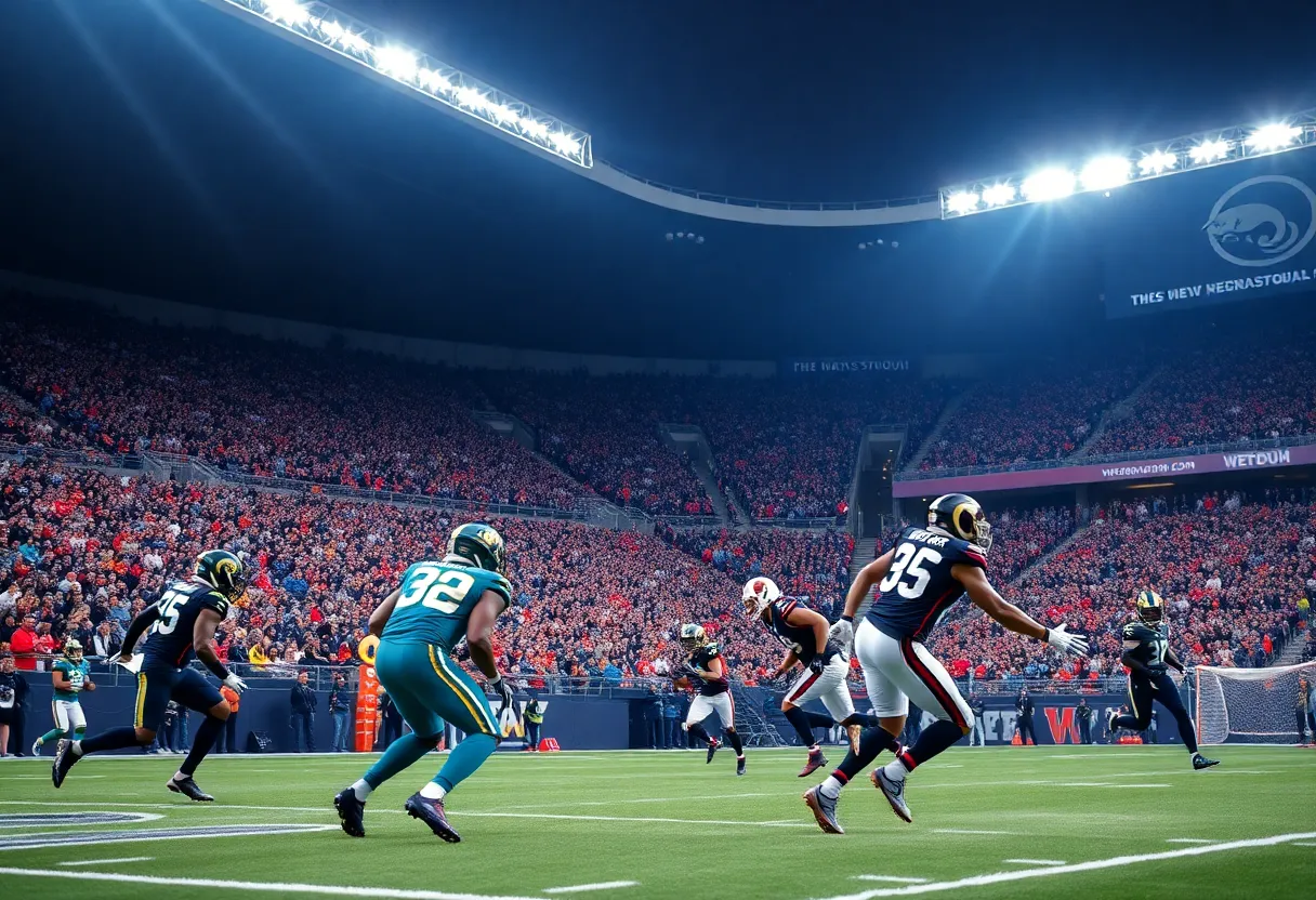 Football game between Jacksonville Jaguars and Los Angeles Rams at Wembley Stadium