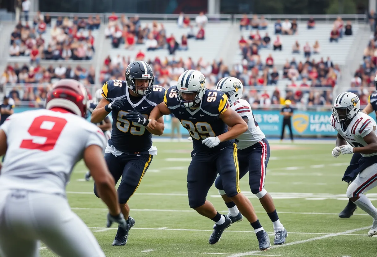 Football game scene featuring Jacksonville Jaguars players in action