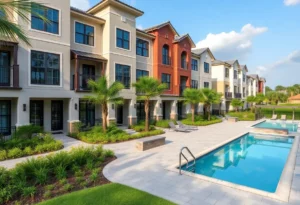 Exterior view of a luxury townhome in Jacksonville community